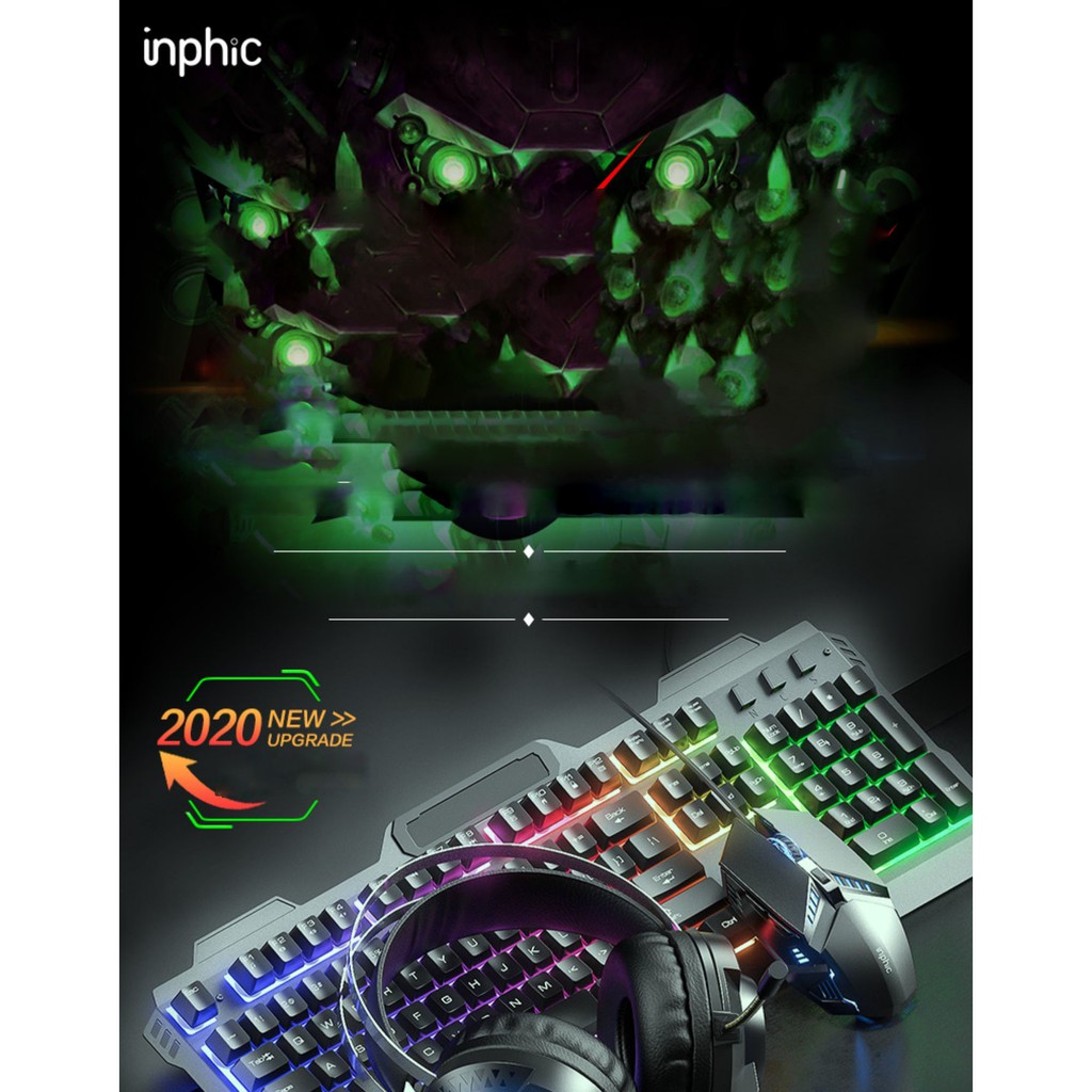 Bàn Phím Gaming INPHIC V620 LED Nền Đa Sắc Đẹp Mắt Hỗ Trợ Anit Ghosting 19 Phím - Hàng Chính Hãng