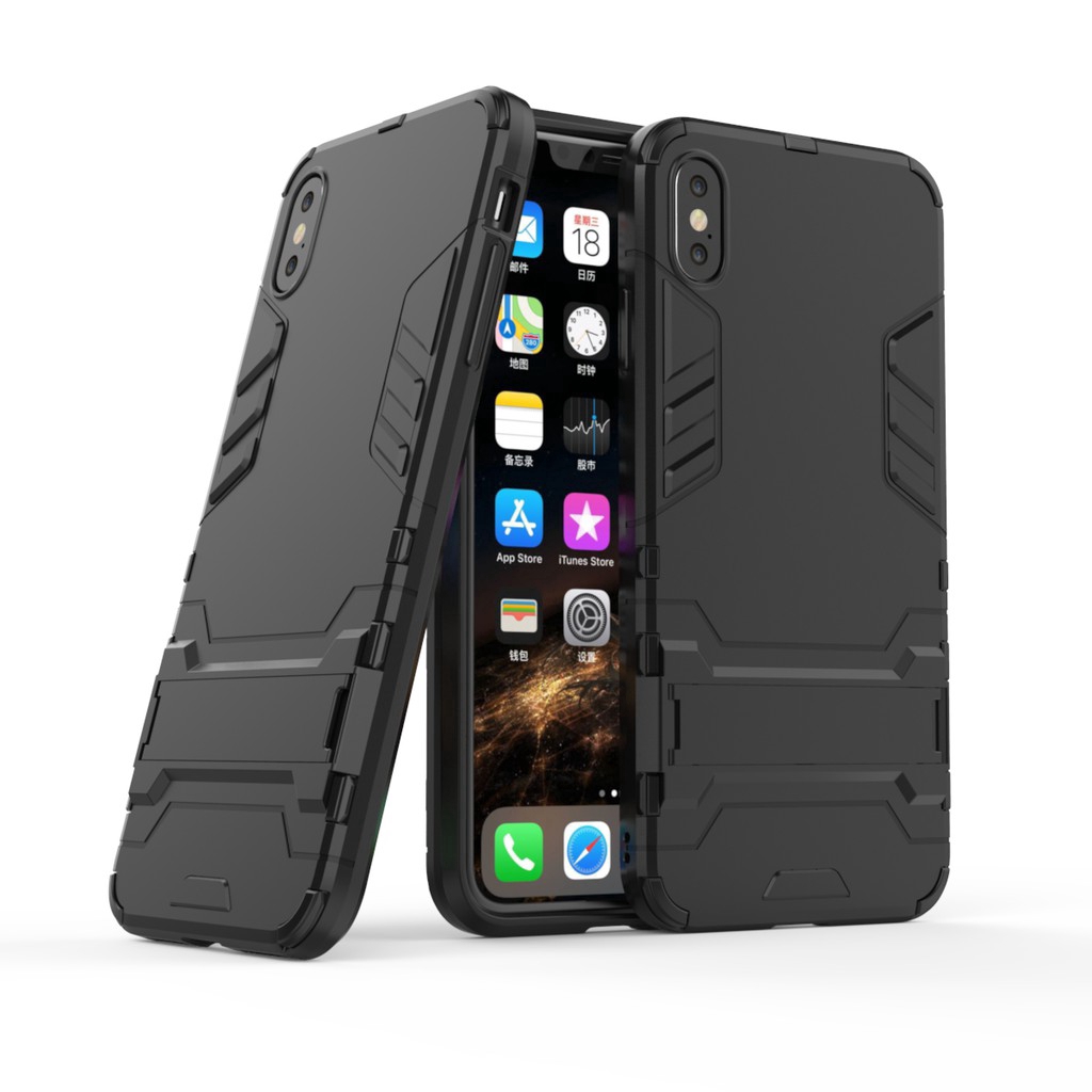 iPhone XR / XS Max Armor Hard Bracket PC + TPU Silicone Protection Phone Case