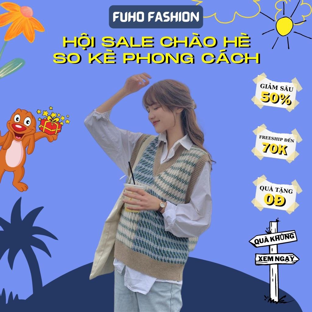 [ Có Video Và Ảnh Thật ] Áo Gile Kẻ Chất Len Dày Dặn Trẻ Trung Siêu Dễ Phối Đồ FUHO Fashion 023