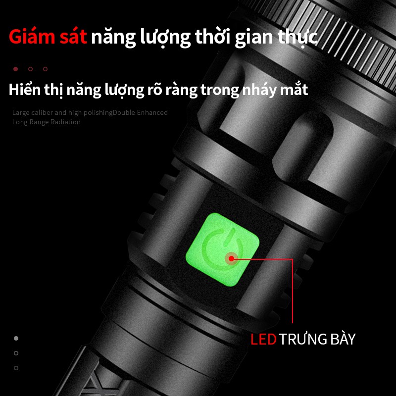 Đèn pin siêu sáng 3 chế độ chống thấm nước có thể sạc lại tiện dụng