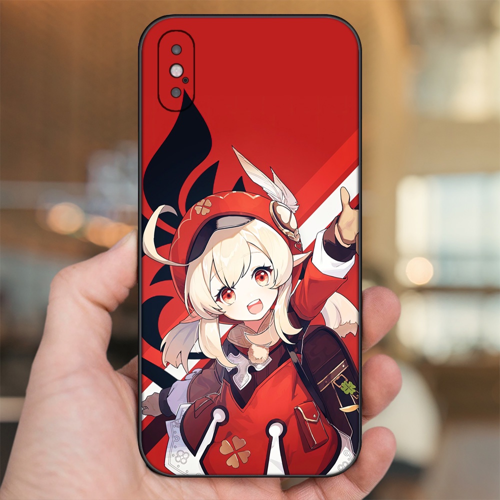 Ốp lưng iPhone X, Xs dẻo đen cạnh vuông in hình Klee Genshin Impact