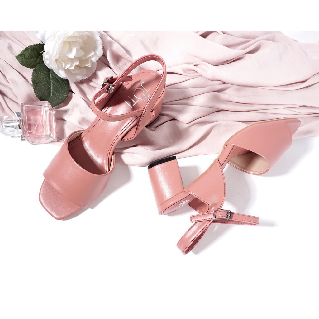 Giày Sandal Cao Gót Nữ Celina - Mũi Vuông Quai Ngang Bản To Đế Trụ 5cm - Mẫu mới 2021