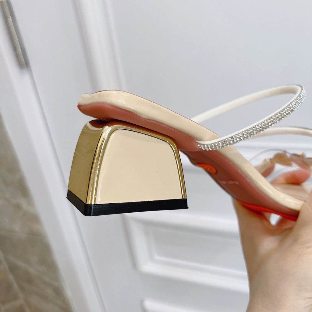 Giày Sandal Cao Gót Nữ Gót vuông mặt đá xinh xắn cao 5P -  Giày Bánh Bèo Mã Depsau