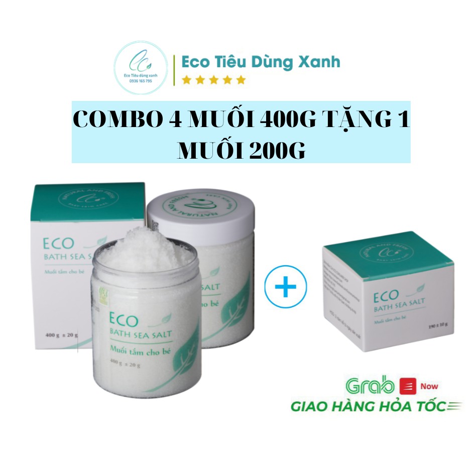 Combo 5 lọ muối tắm bé thảo dược Eco Sinh Dược 400g tặng 1 muối thảo dược Eco Sinh Dược 400g