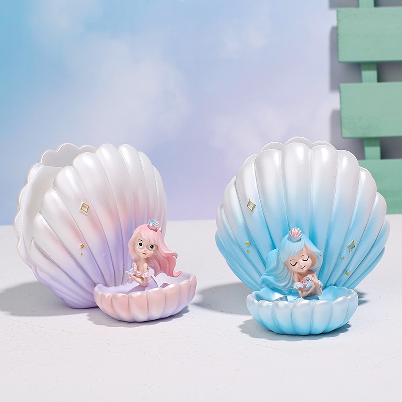 Ống Đựng Bút Hình Nàng Tiên Cá Bằng Nhựa Resin Dễ Thương Dùng Làm Quà Tặng Sinh Nhật