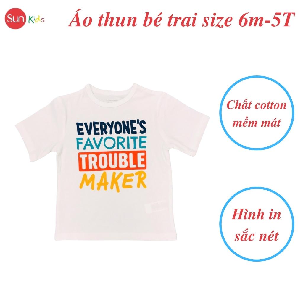 Áo thun bé trai xuất xịn, áo phông cho bé trai, chất cotton, size 6m-5 tuổi - SUNKIDS