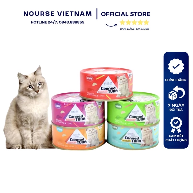 Pate Canned Tuna cao cấp dành cho mèo, siêu thơm ngon full thịt (170gr)