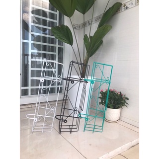 [Video quay thật] Khung sắt chậu nhựa dài trồng hoa, cây cảnh treo ban công bền bỉ, chắc chắn màu trắng.