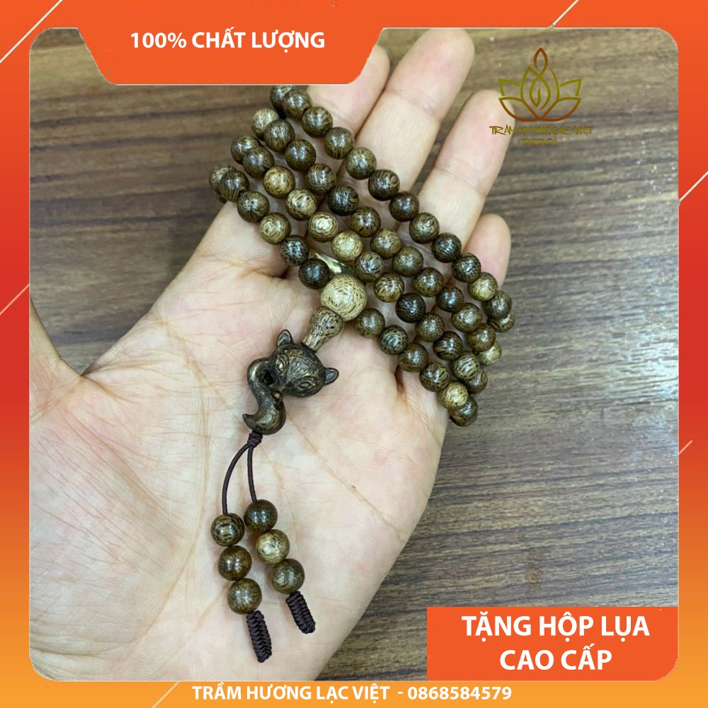 Dây Chuỗi Trầm Hương 108 Hạt Gỗ Full Box -Q9