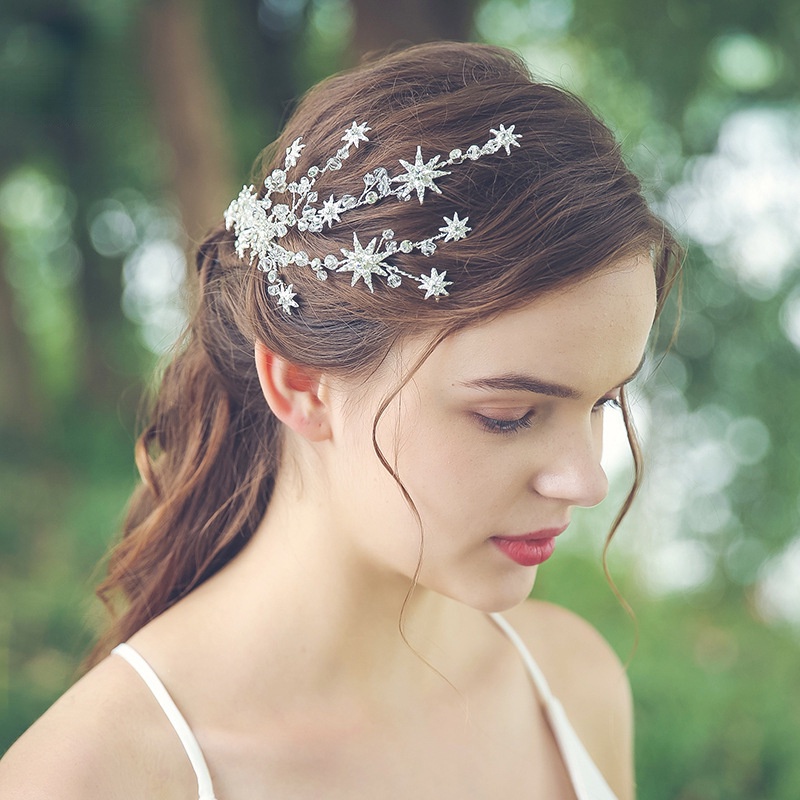 Cài Tóc Hình Ngôi Sao Đính Đá Pha Lê Sang Trọng Cho Cô Dâu