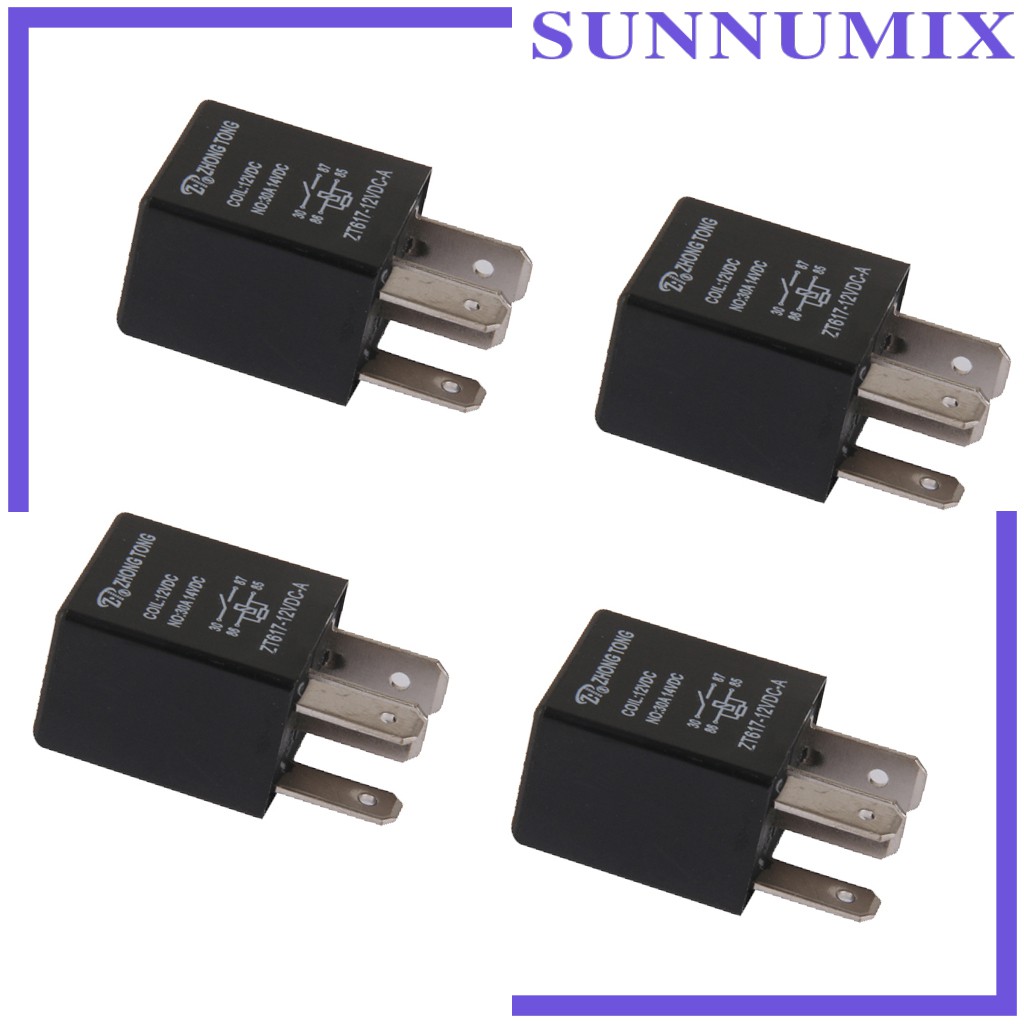 Set 4 Rơ Le 12v 4 Pin 30a Spst Chuyên Dụng Dành Cho Quạt Tản Nhiệt