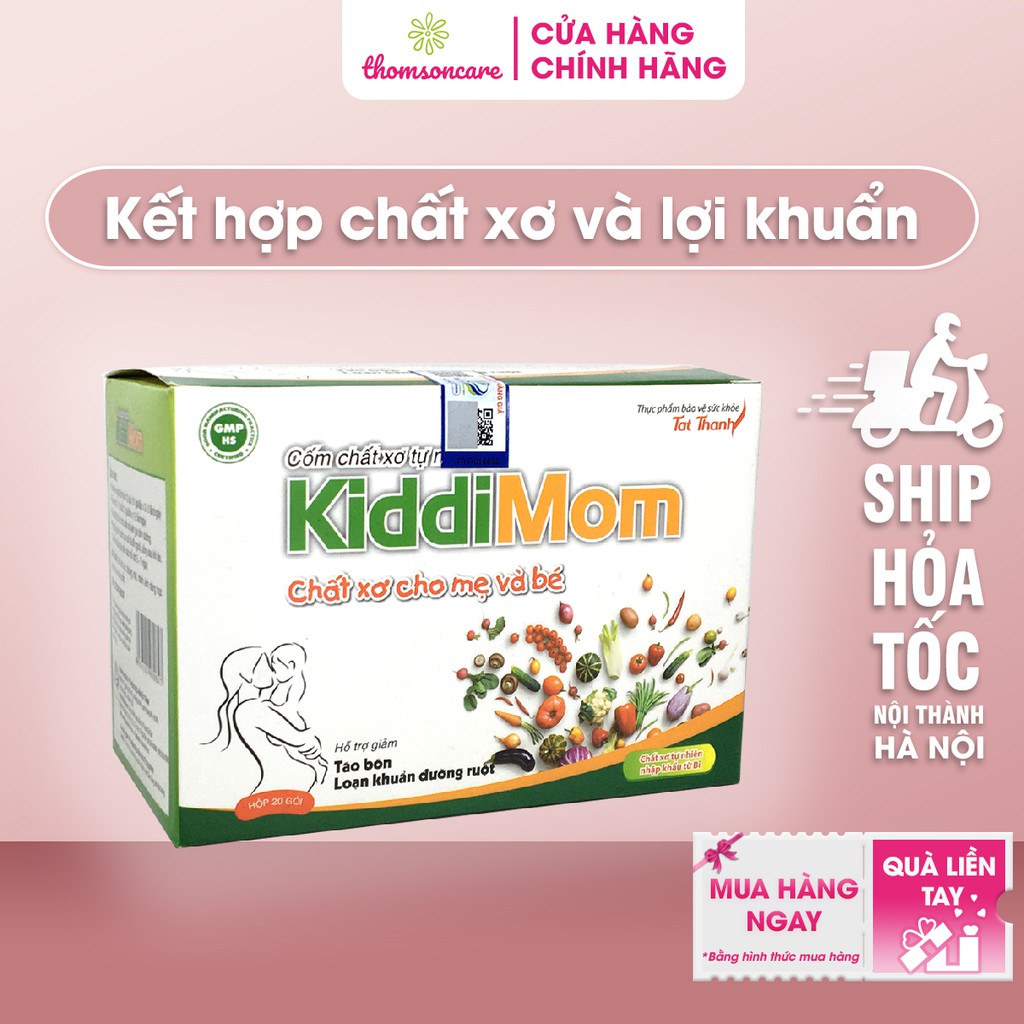 Cốm chất xơ tự nhiên cho mẹ và bé Kiddimom - Hỗ trợ giảm táo bón từ cốm vi sinh tự nhiên Kiddi Mom Hộp 20 gói