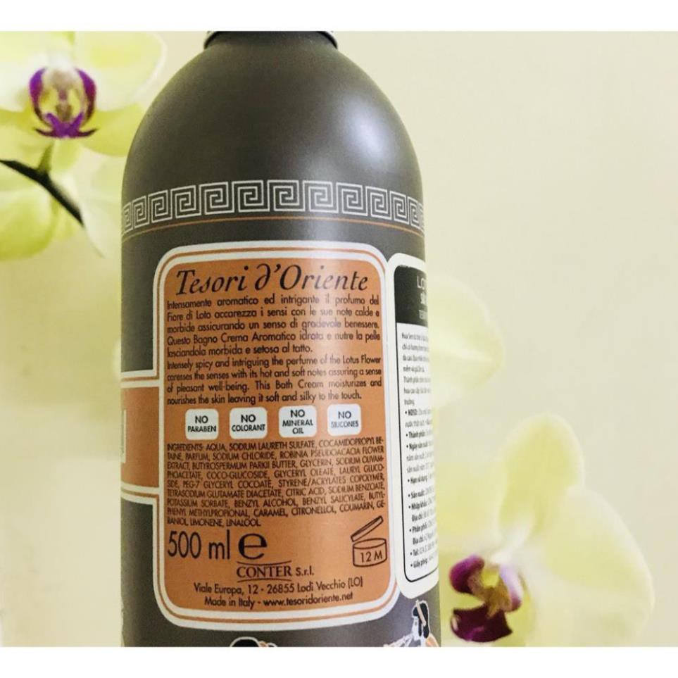 Sữa Tắm Nước Hoa Tesori D' Oriente Hoa Sen kèm vòi 500ml (Made In ITALY) Dưỡng Ẩm Da Mịn Màng