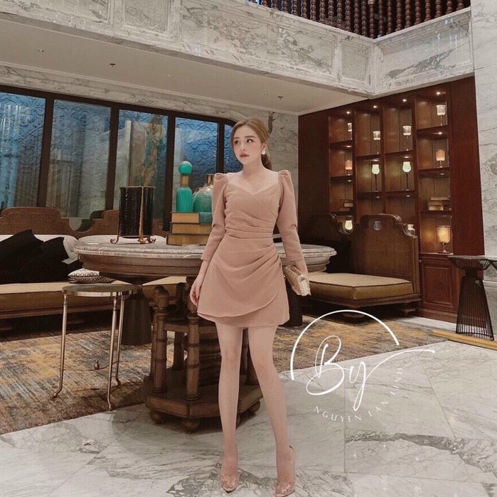 Váy Đầm Cổ Vuông Tim Nhún Li | BigBuy360 - bigbuy360.vn