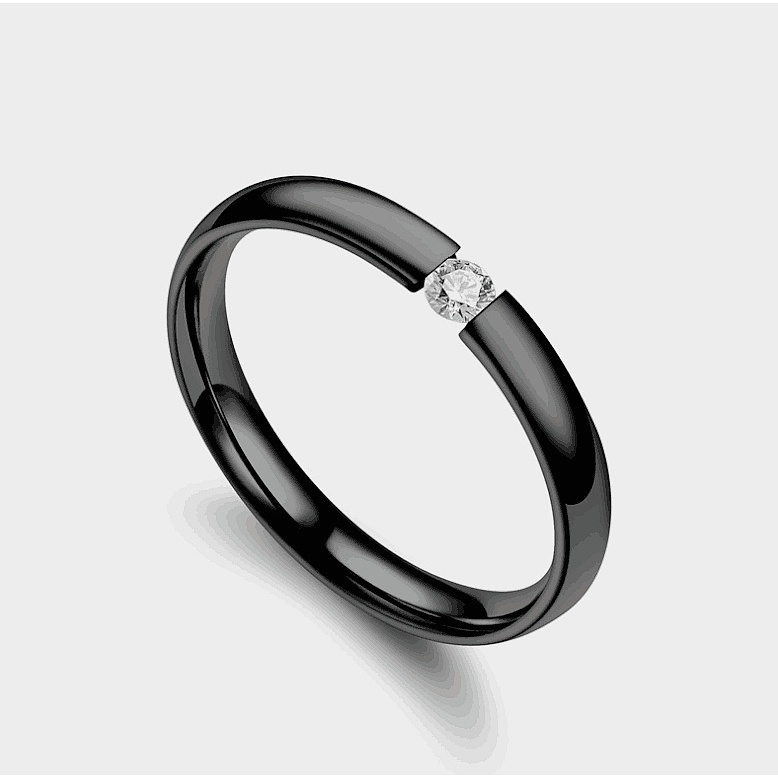 Nhẫn Titan Đính Đá Zircon Thời Trang Phong Cách Hàn Quốc