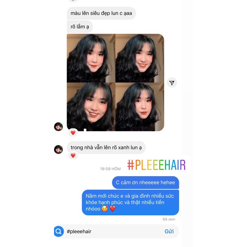 [KHÔNG TẨY] Thuốc nhuộm tóc màu XANH DƯƠNG ĐEN/XANH THAN+kèm oxy trợ dưỡng và găng tay | BigBuy360 - bigbuy360.vn