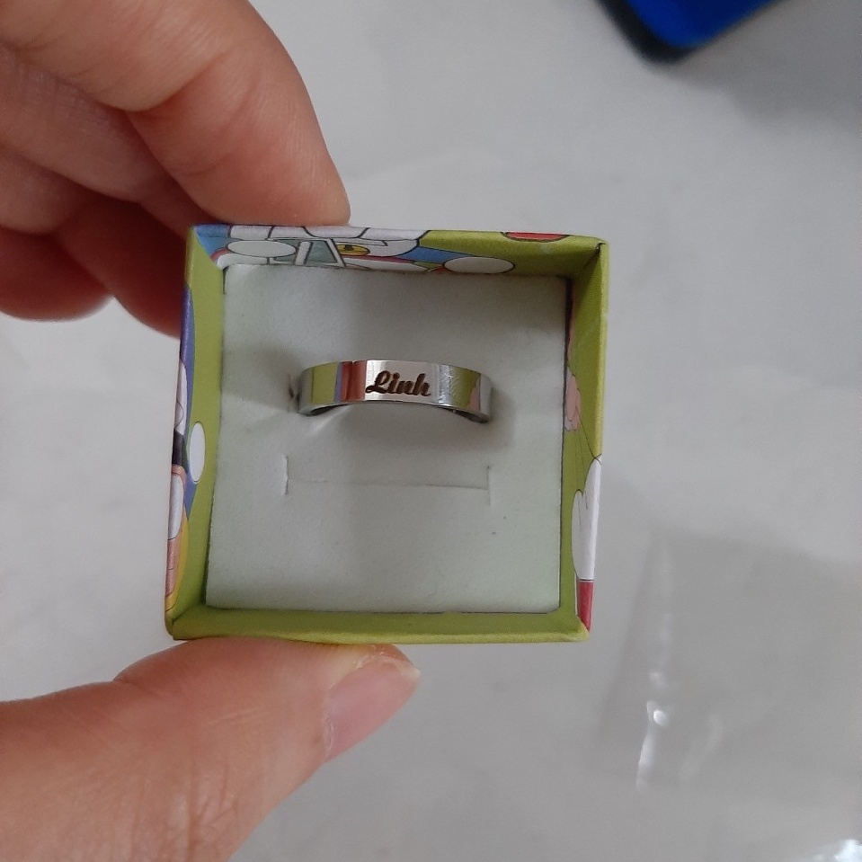 Nhẫn Inox Khắc Tên Theo Yêu Cầu - Tặng Hộp Đựng Cực Xinh - CSJ Shop
