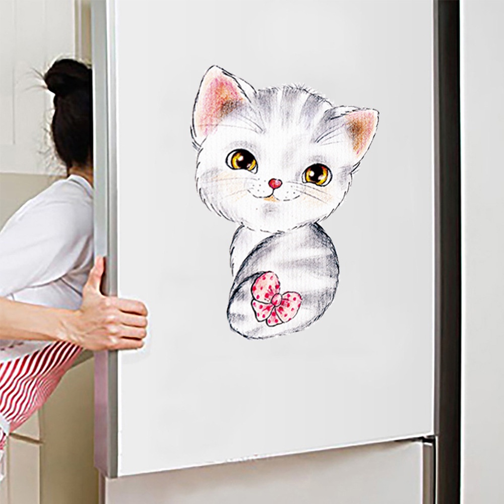 Miếng dán tường/ tủ lạnh/ nhà vệ sinh tự dính và chống thấm nước hình mèo dễ thương