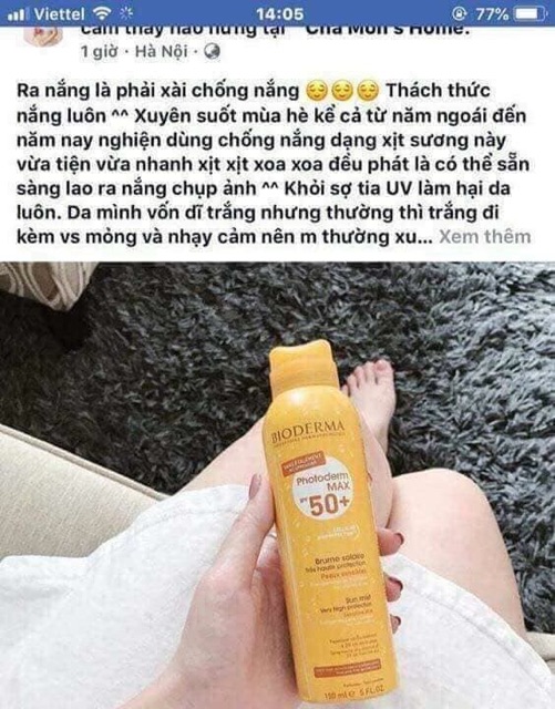 Xịt chống nắng Pháp -150 ml