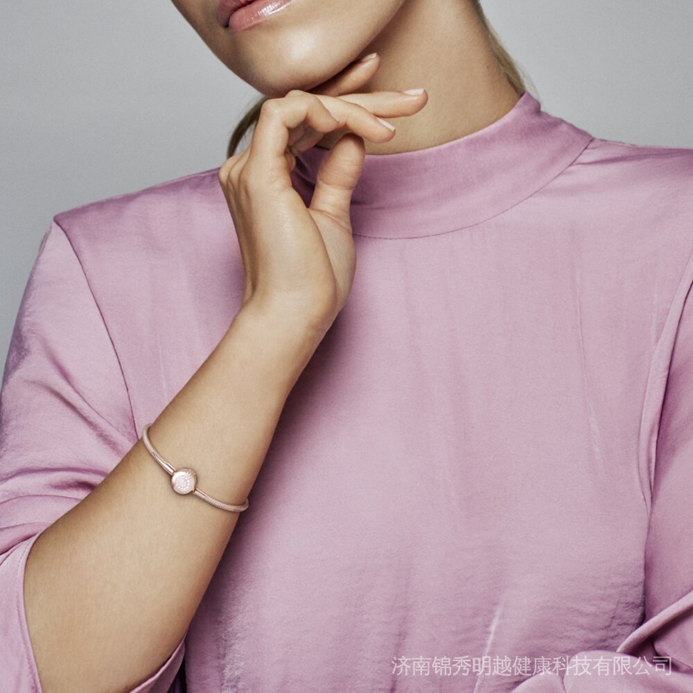 Pandora Vòng Tay Mạ Vàng Hồng 14K Đính Đá Lấp Lánh