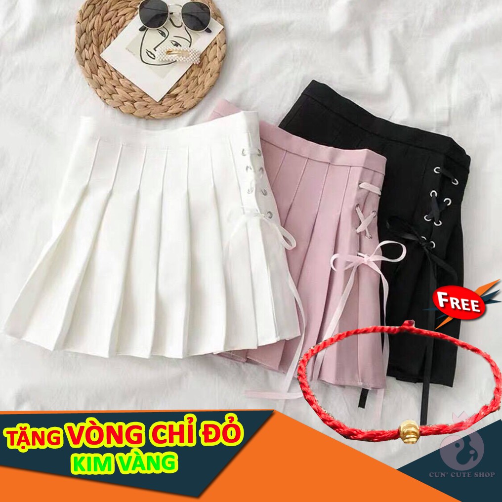💢 Free Ship💢 Chân Váy Xếp Li Tennis Xỏ Dây 1 Bên Hông Trẻ Trung Chất Kaki Dày Dặn Tôn Dáng -C30 | BigBuy360 - bigbuy360.vn