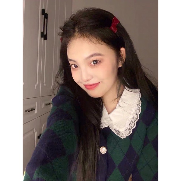 |SONA TOP| Áo cardigan cổ bèo caro xanh đen ROSE BLACKPINK, SOMI, Triệu Lộ Tư TLÉA