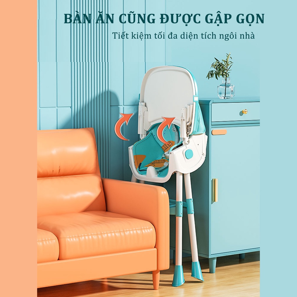 Ghế Ăn Dặm Cao cấp V-Baby 909 2022 Có Cánh Xe Gấp Gọn Và V-Baby 808