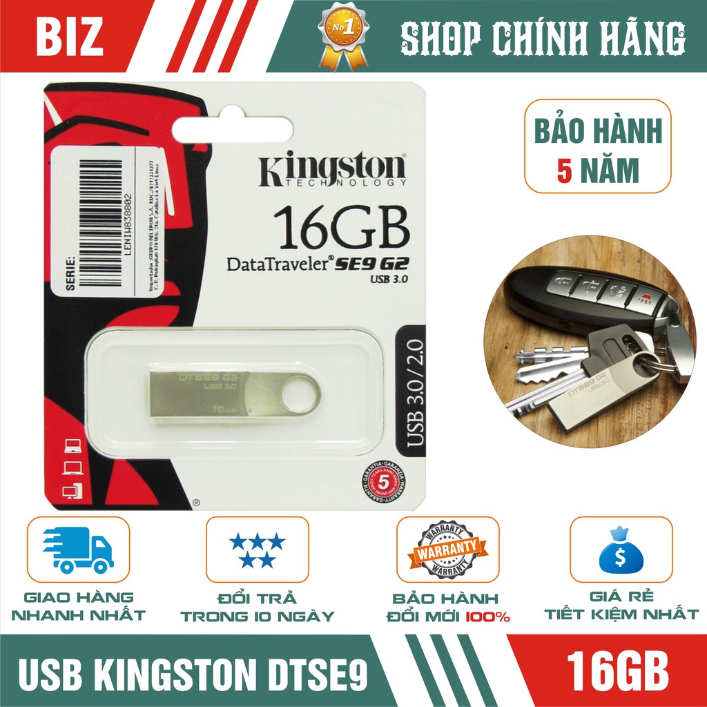 USB Kingston Datatraveler 32GB/16GB Nhập Khẩu - BH 5 năm !!!