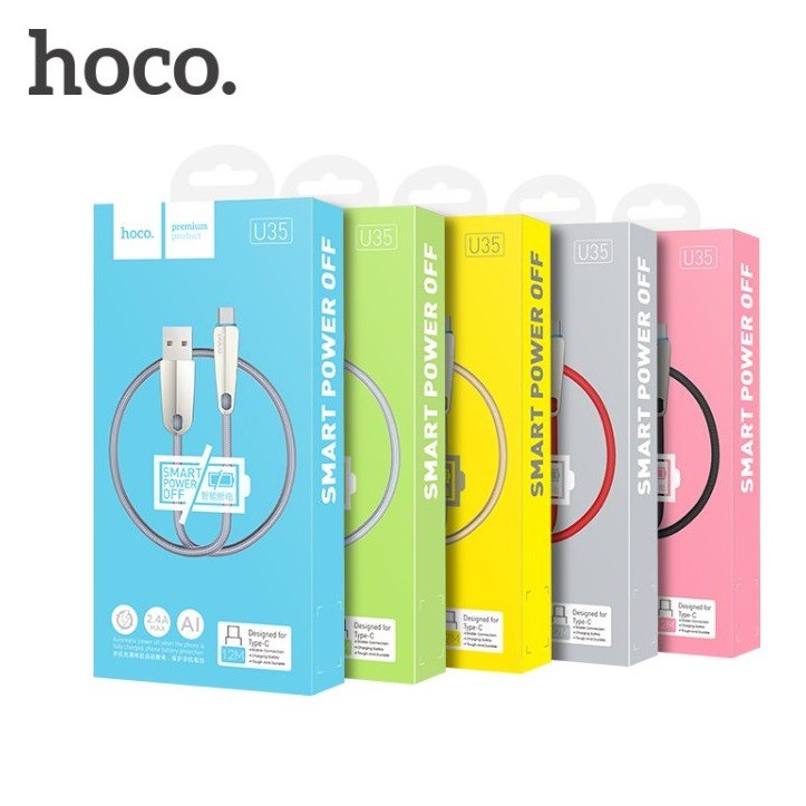 HOCO U35: Cáp sạc tự ngắt khi đầy pin, Hỗ trợ sạc nhanh, dây cực bền (Cổng USB Type-C)