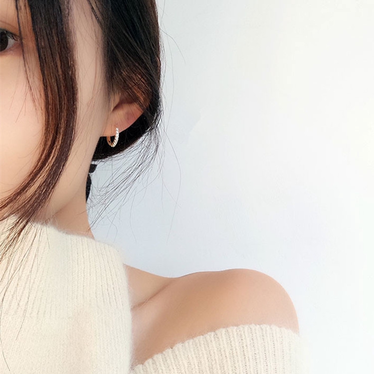 Bông Tai Mạ Bạc 925 Dạng Vòng Đính Đá zircon Cổ Điển Thời Trang Cho Nữ