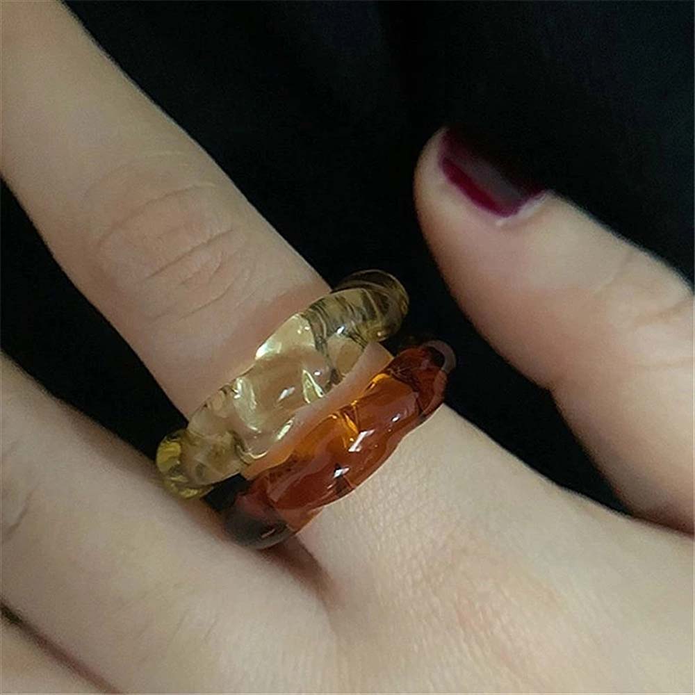 Nhẫn Acrylic Trong Suốt Nhiều Màu Sắc Phong Cách Hàn Quốc Cổ Điển Thời Trang