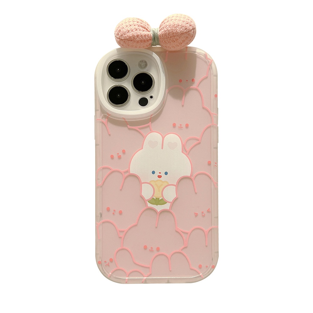 Ốp lưng iphone Ốp Điện Thoại Mềm Hình Thỏ Và Nơ Dễ Thương Cho iPhone13promax 12 11 7/8p X/xr Dinuo case-III/TX