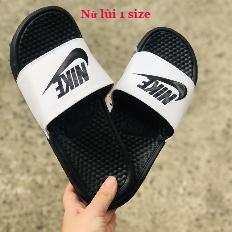 Dép unisex 𝐍𝐈𝐊𝐄 ❤️FREESHIP + Hộp❤️ dép quai ngang thể thao nam nữ mk in 𝐍𝐈𝐊𝐄-𝐁𝐚𝐧𝐚𝐬𝐬𝐢Đen Quai Trắng