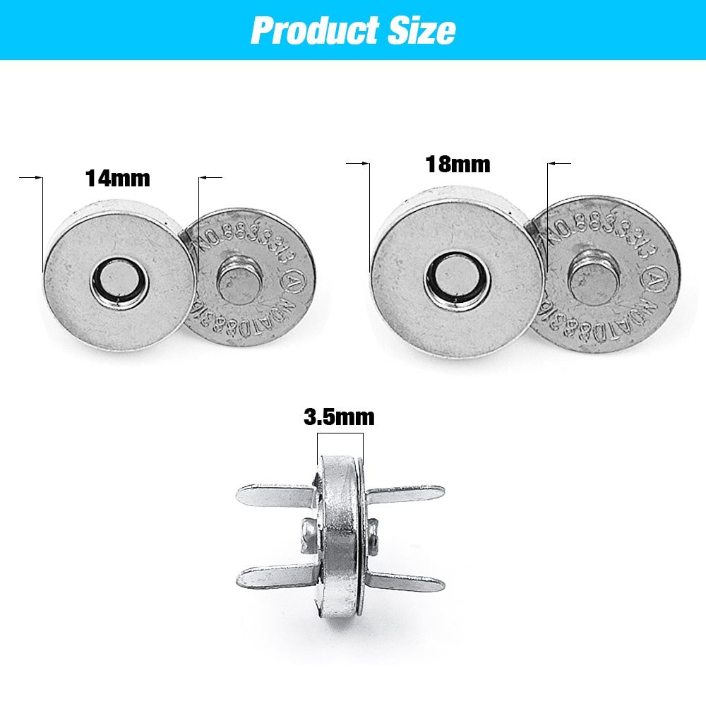 Khóa Cài Nam Châm 14mm / 18mm Chuyên Dụng Cho Túi Xách / Ví DIY