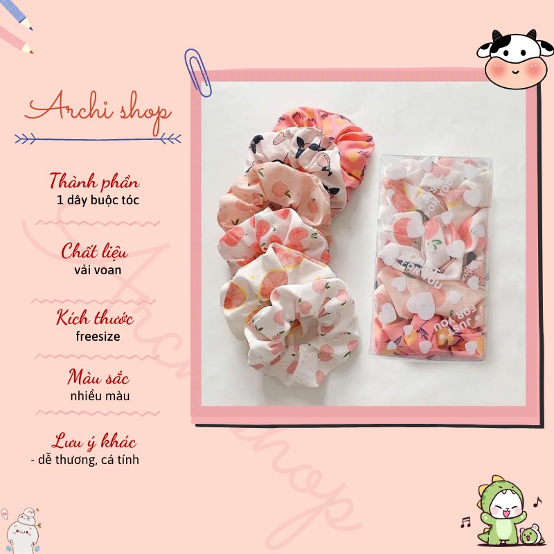 Buộc tóc voan scrunchies trái cây