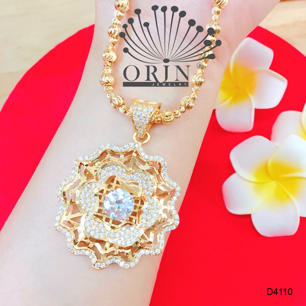 Dây chuyền nữ dạng bi mặt hoa 2 viền đính đá cao cấp Orin D4110