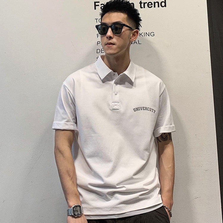 Áo Thun Polo Ngắn Tay Giả Hai Lớp In Chữ Thời Trang Cao Cấp Cho Nam