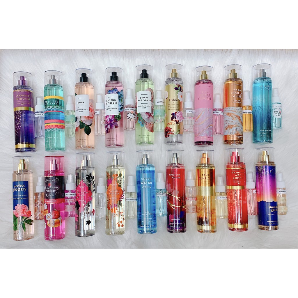 [ Bill Mỹ ][ Trial 33ml] XỊT THƠM TOÀN THÂN BATH & BODY WORKS NHIỀU MÙI