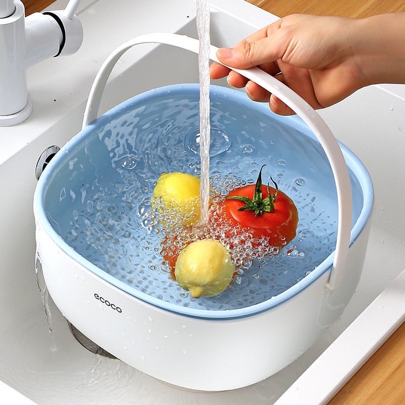 Chậu rổ 2 lớp thoát nước có quai ECOCO cao cấp