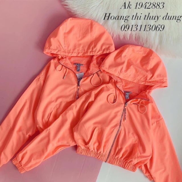 Áo khoác dù Croptop Hồng Cam