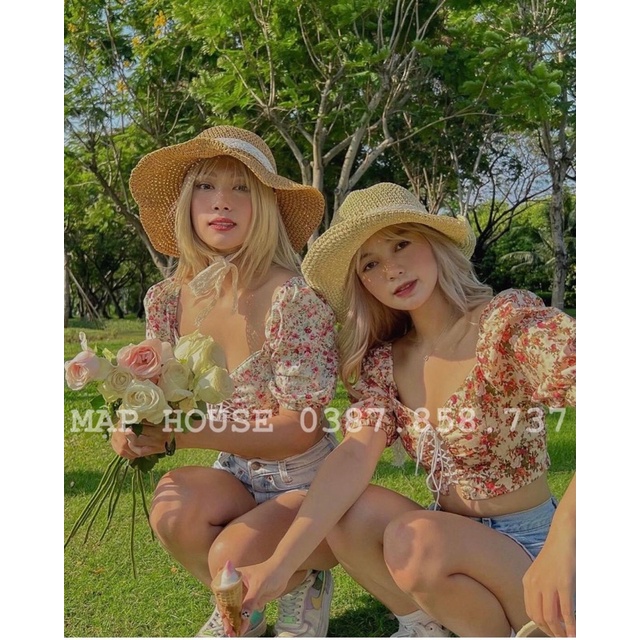 Mũ cói mềm quai ren phong cách Vintage- mũ có thể gập gọn không sợ mất fom