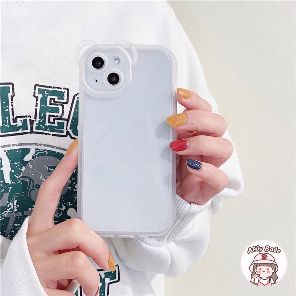 Ốp Điện Thoại Bằng TPU Mềm Trong Suốt Chống Sốc Hình Tai Gấu 3D Cho IP 13 12 11 Pro M