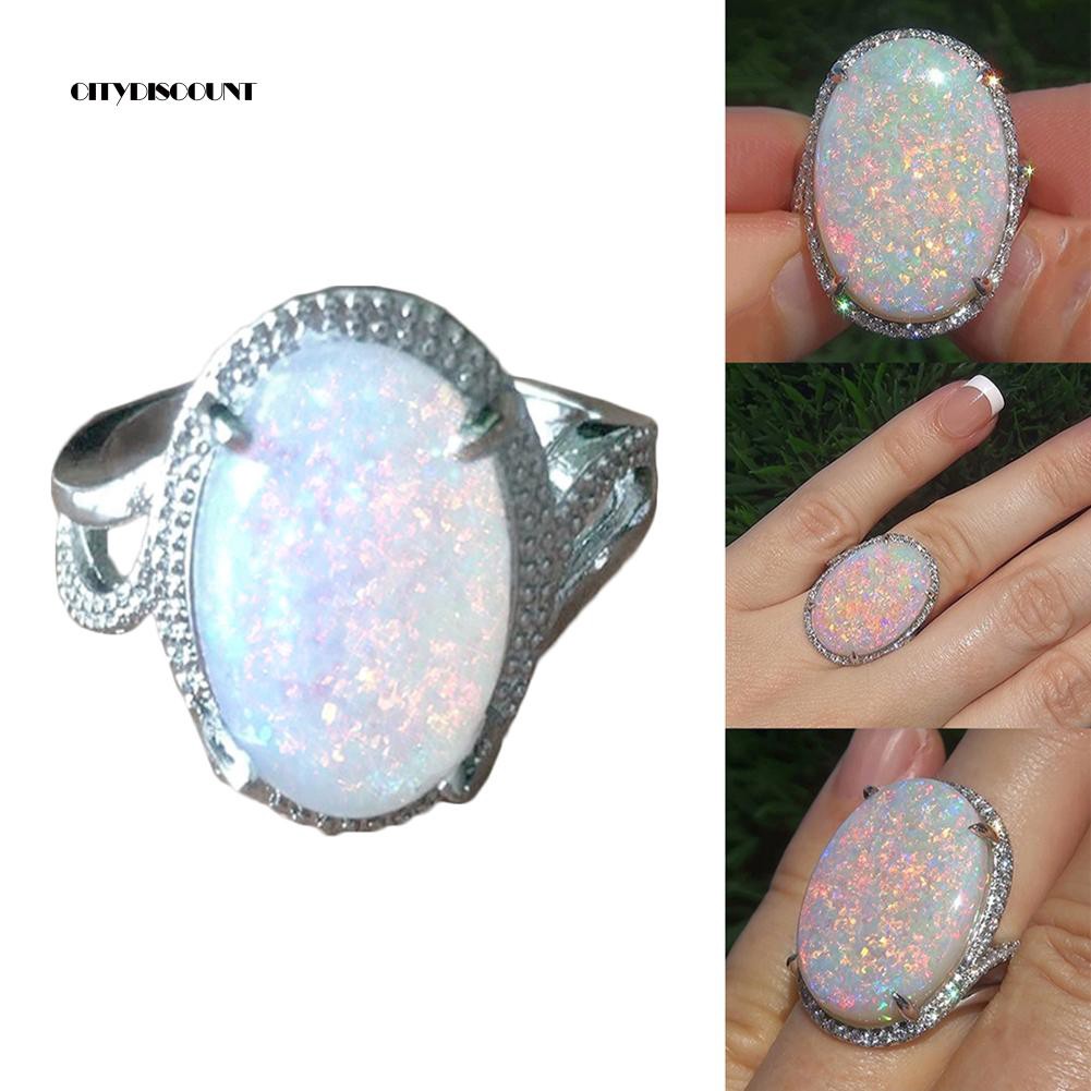 Nhẫn Opal đính đá Opal lấp lánh