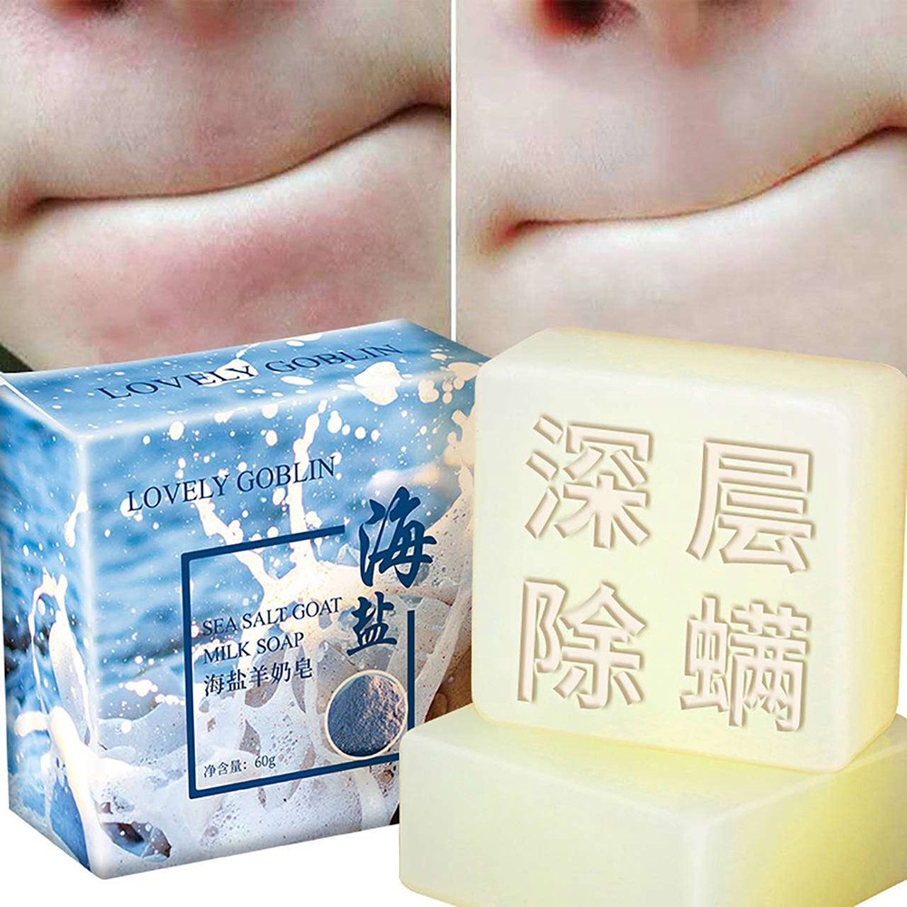 【selling】 Lovely goblin sea salt mite removal makeup oil control sulfur face wash goat milk soap