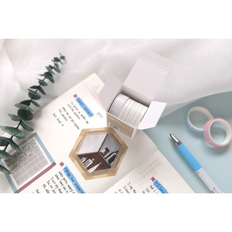 Bộ 4 cuộn băng keo giấy Màu tinh khiết Dòng cơ bản Washi Tape Pocket Diary M152