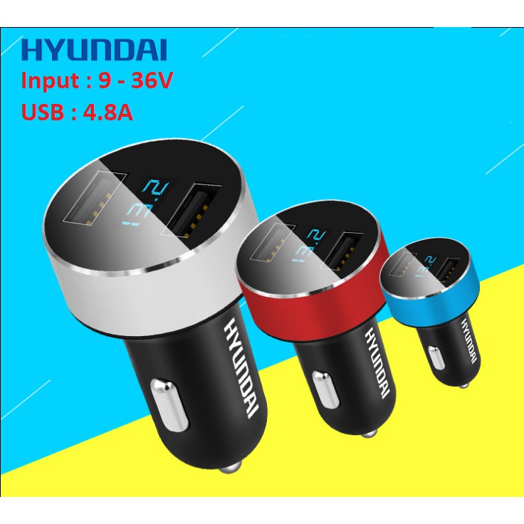 [DEAL HOT]Tẩu sạc xe hơi cao cấp 5.1V - 4.8A HYUNDAI