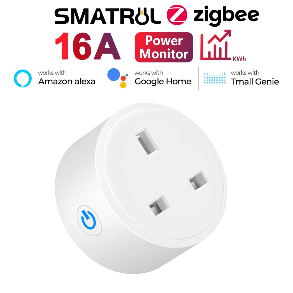 Ổ Cắm Điện SMATRUL Tuya Zigbee Phích Cắm UK 16A Kết Nối WiFi Thông Minh Hỗ Trợ APP Hẹn Giờ Gắn Tường Có Đèn Chiếu Sáng