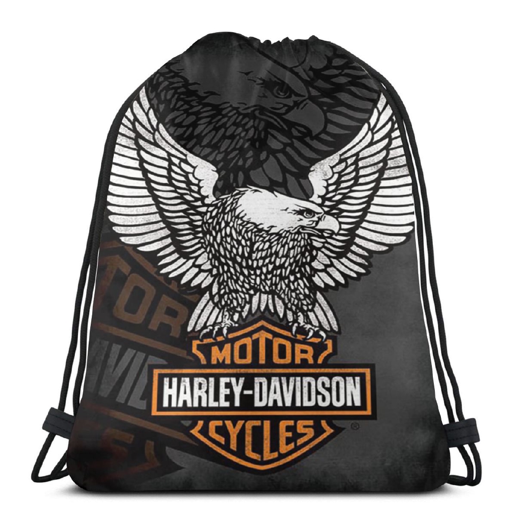 Ba lô dây rút bằng Polyester in họa tiết Harley Davidson trọng lượng nhẹ đa ứng dụng