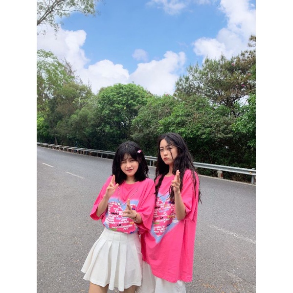 Áo Thun Nữ 100% Cotton Form Rộng Ulzzang Hoạt Tiết Trái Tim