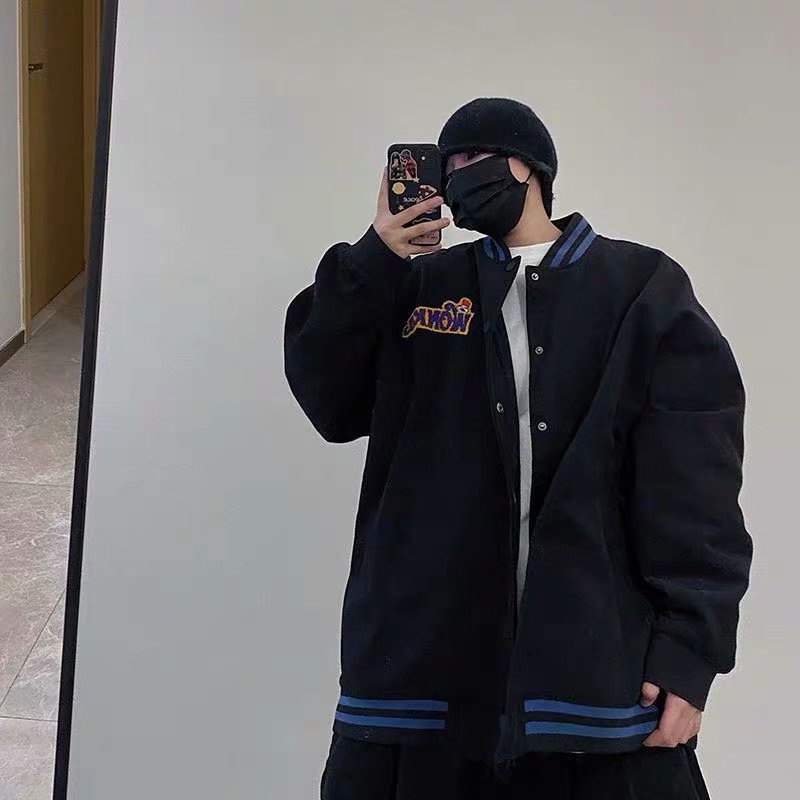 Áo khoác bomber thêu chữ phong cách thời trang nam nữ